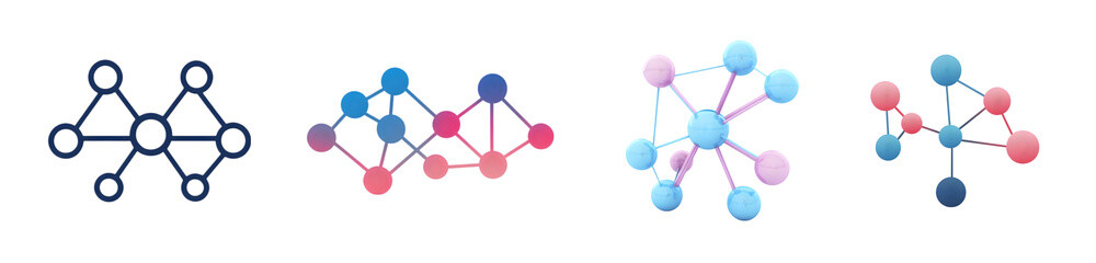 Fototapeta premium Colorful abstract network of interconnected nodes and lines illustrating connectivity.