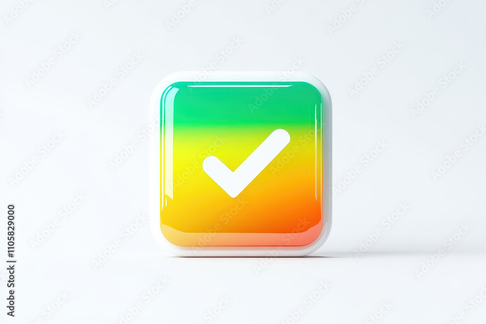 Poster colorful confirmation icon with check mark symbol for digital applications. isolated on white backgr