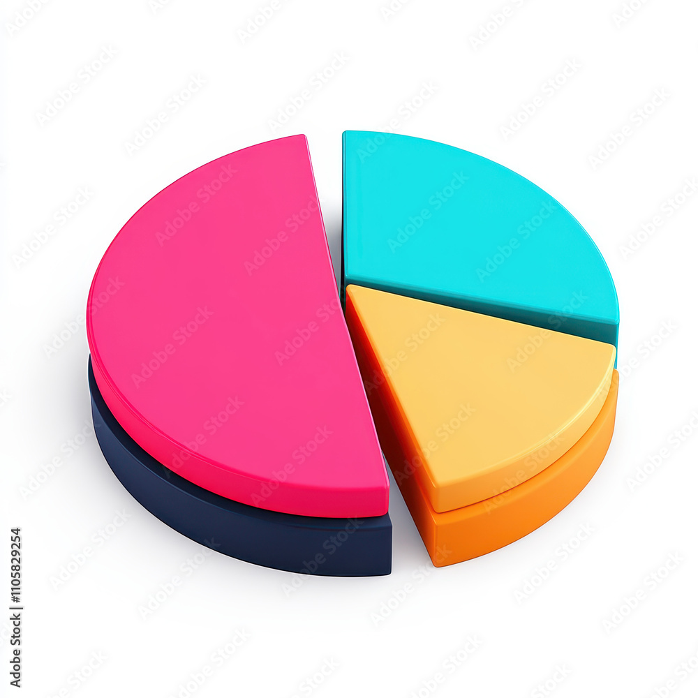 Poster colorful pie chart representing data distribution in a modern and clean design. isolated on white ba