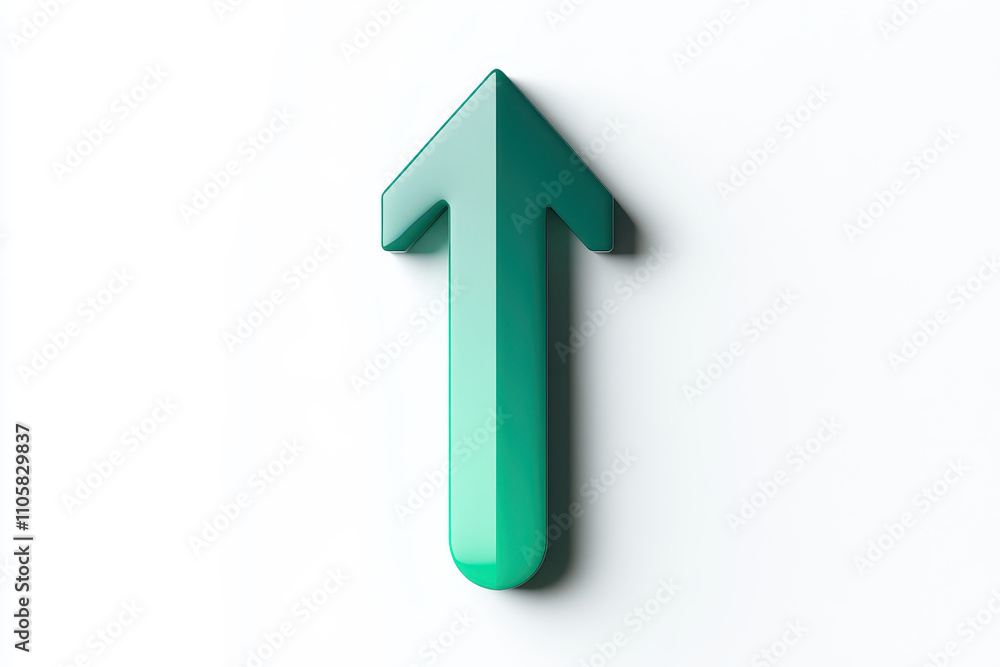 Poster green arrow symbol representing growth and progress on a minimalistic background. isolated on white 