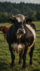 Cow standing in a pasture.
