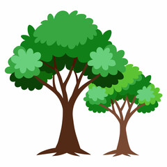 Two Jiya Trees - Vector Illustration on White Background