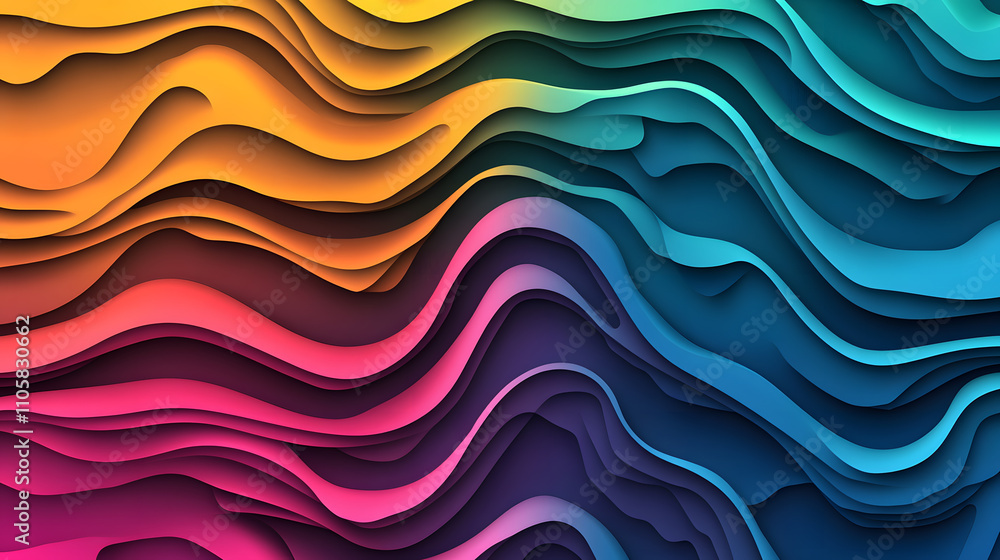 Poster colorful abstract wave patterns digital art studio graphic design virtual space close-up view creati