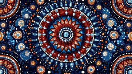 Vibrant Traditional Indian Bandhani Tie Dye Pattern in Radiant Red Blue and White Hues