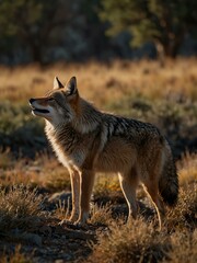 Fototapeta premium Coyote howling in the wild.