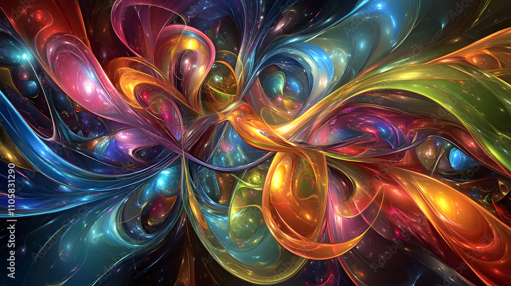 Poster dynamic color swirls abstract art digital creation vibrant environment unique viewpoint creative exp