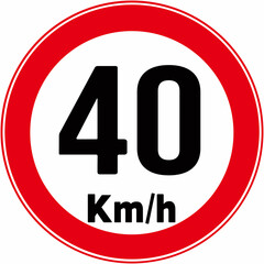 Traffic sign indicating maximum speed of 40 kilometers per hour