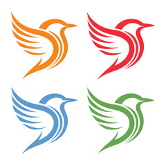 Bird Logo Design Set Vector Templates for Branding.