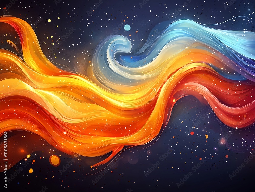 Poster vibrant holi inspired artwork with swirling color splashes and abstract patterns