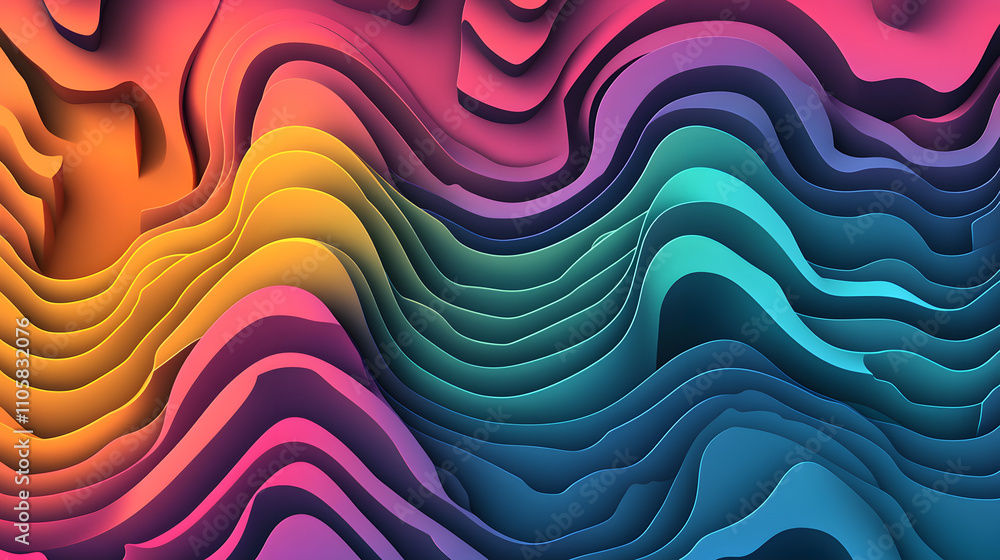 Poster dynamic color wave patterns digital art abstract design vibrant environment aesthetic viewpoint visu