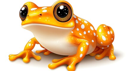 A clip art of a smiling frog sitting on a toadstool on a white background