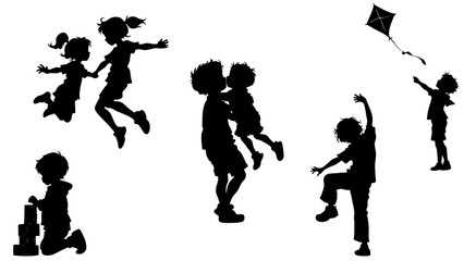 Stylish silhouettes set of children