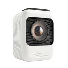 Fototapeta premium Portable white projector device isolated. PNG transparent.