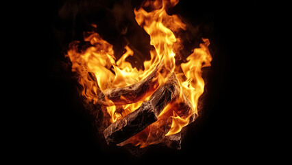 blaze fire flame isolated on black background,  warm ember,  intense fiery element,  fierce blaze