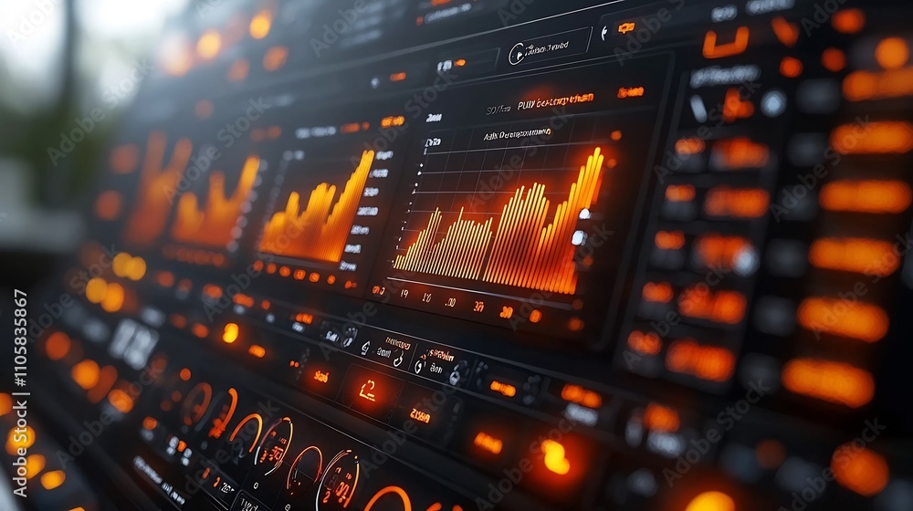 Poster glowing digital marketing performance dashboard with kpi metrics