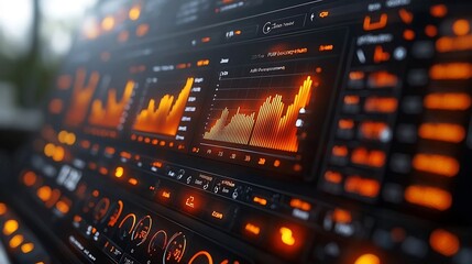 Glowing Digital Marketing Performance Dashboard with KPI Metrics