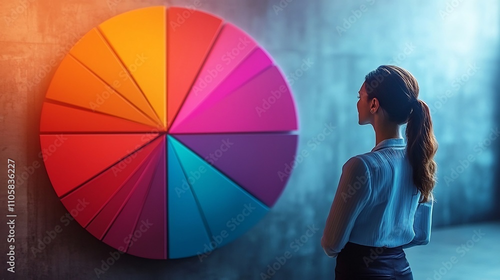 Aufkleber futuristic pie chart visualizing business expense categories for budget forecasting