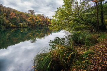 adda river during the autumnal season, lecco