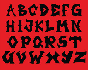 horror font shaped alphabet set