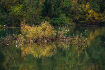 adda river during the autumnal season, lecco