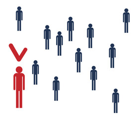 Suitable Candidate for a Job Abstract Human Figure Marked in Red. Work for a company and staff recruitment process