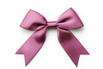 Fototapeta premium A pink ribbon with a bow is shown on a white background