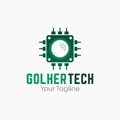 Golfer Tech Logo Design Template. Good for Business, Agency, Community and Organization. 