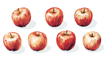Apple watercolor clipart isolated on white background. Set of healthy fruit apples vector painting style illustration