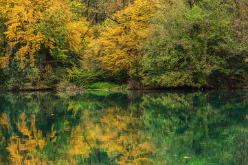 adda river during the autumnal season, lecco