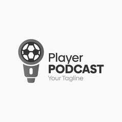 Player Podcast Logo Design Template. Good for Business, Agency, Community and Organization. 