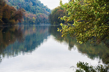 adda river during the autumnal season, lecco