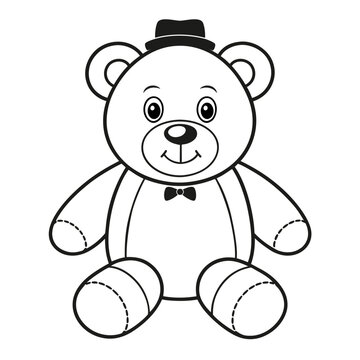 recommend clip art: Teddy bear outline vector drawing. Line bear, cute teddy illustration icon. Black outline drawing of a toy.