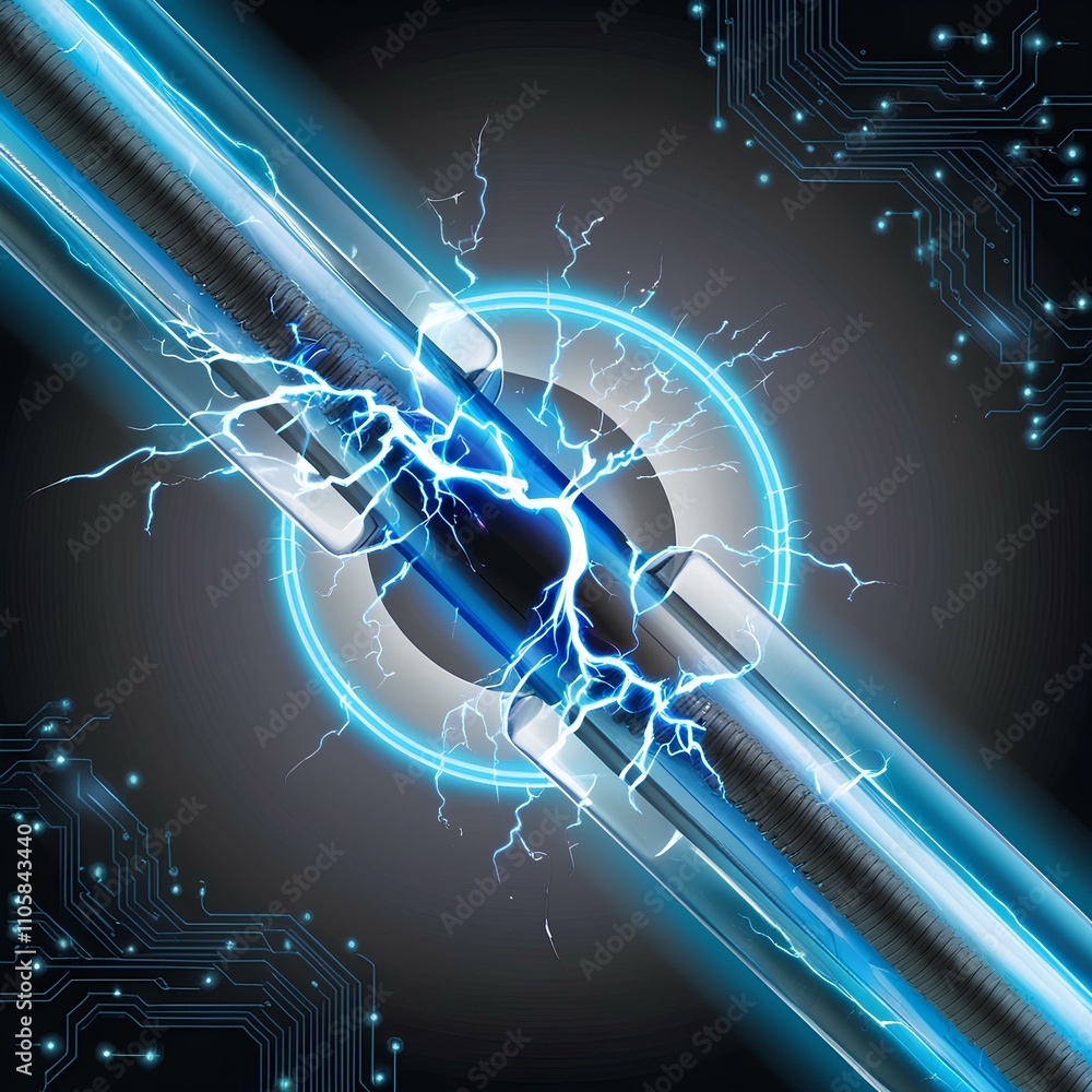 Poster abstract technology background with glowing blue lines and digital patterns