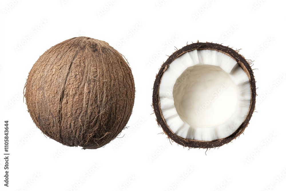 Poster a close up of a coconut with the shell removed
