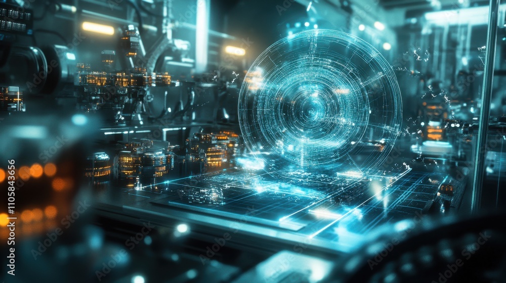 Poster a vivid depiction of precision quantum devices, showcasing radiant energy and intricate detection sy