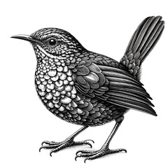 Obraz premium a flame bowerbird sketch engraving. White background.