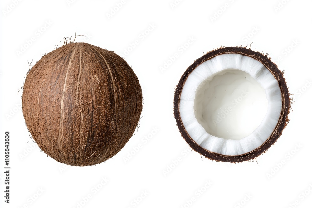 Poster a close up of a coconut with the shell removed