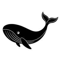 Blue Whale Vector Illustration on White Background