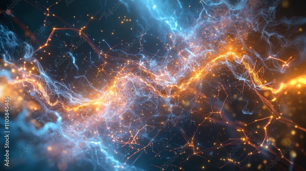 Poster artistic quantum circuit design featuring dynamic energy flows, interconnected gates, and advanced o