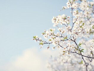 Obraz premium Close up of delicate white aesculus blossoms on branches, petals, springtime, outdoor