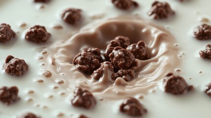 Fototapeta premium Close-Up of Chocolate Cereal in Milk