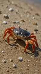 Crab on the sandy beach.