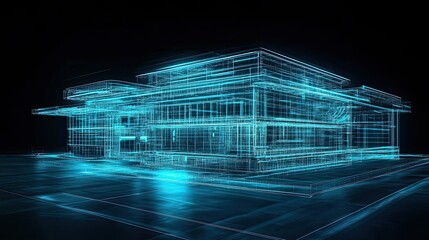 Modern House Architectural Wireframe Design