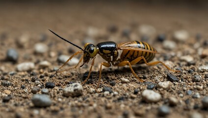 Crawling insect on the ground.