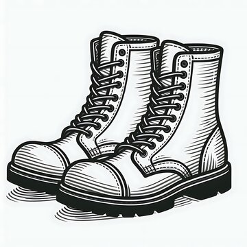 recommend clip art: Illustration of rugged lace-up boots.