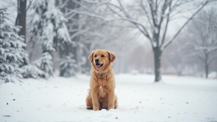 golden retriever in the snow