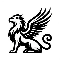 Fototapeta premium Stylized winged lion illustration.