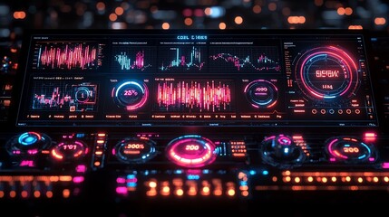 Futuristic Digital Dashboard Tracking Key Sustainability Metrics in Business Environment