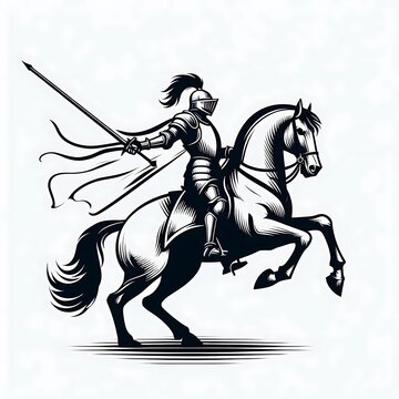 recommend clip art: Knight in armor riding a rearing horse.