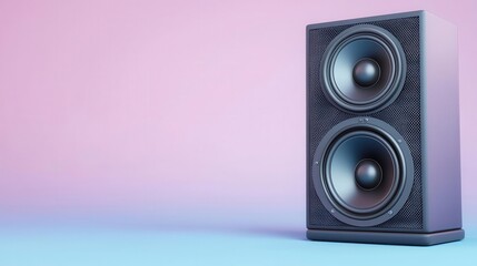 Studio speakers with aurora effects, high detail, 3D illustration